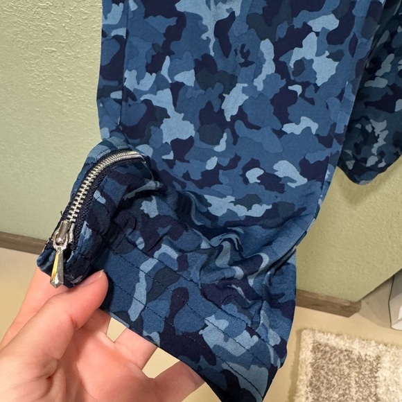 Susan Graver Blue Camouflage Track Pants - Picture 2 of 6